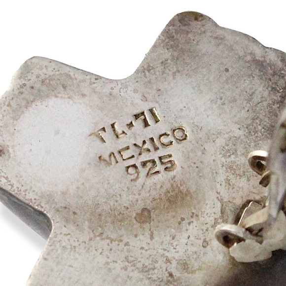 Vintage Taxco Sterling Silver Cross Clip On Earrings Large Statement Mexican - Picture 6 of 6
